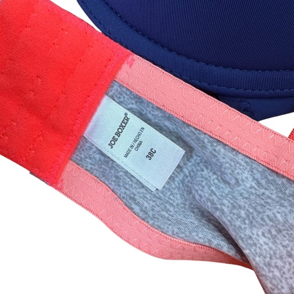 NWT Joe Boxer 2-pack Padded Underwire Push-Up Bras Size 38C Navy Pink - Picture 7 of 8